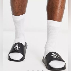 New $50 Original Penguin logo sliders in black Size 10 Men (9 UK)